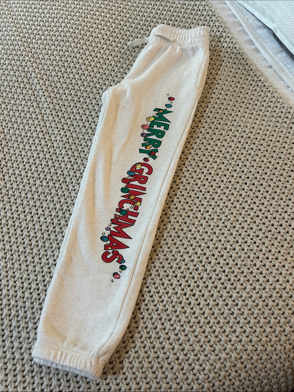 Kids Cream 'Merry Christmas' Graphic Sweatpants